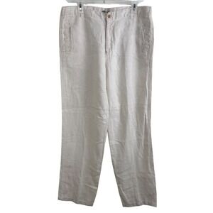 Europann Linen Pants Mens 44 EU Straight Leg Beach Resort Oatmeal Casual